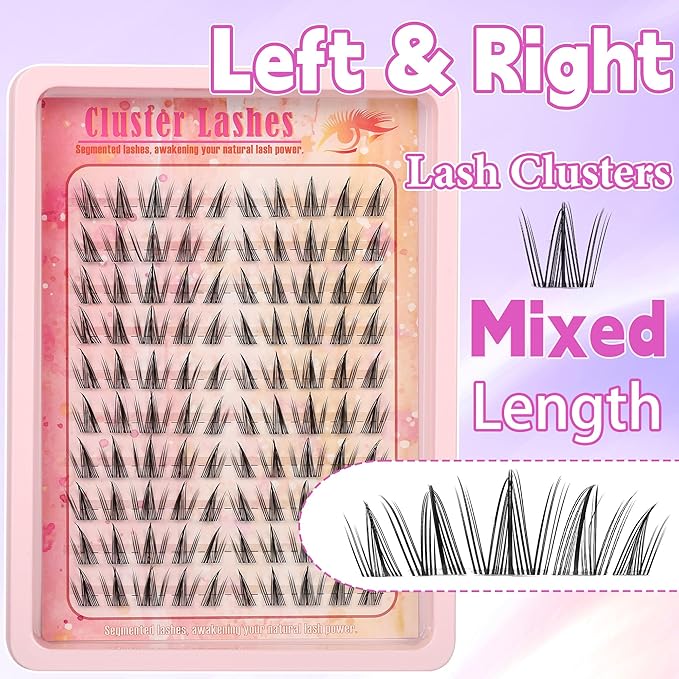 Lash Clusters Manga Lash Clusters Kit Anime Eyelash Clusters Wet-Look Clear Band Fairy Lashes Pack C Curl Spiky Individual Lashes Clusters Lash Glue Lash Tweezers