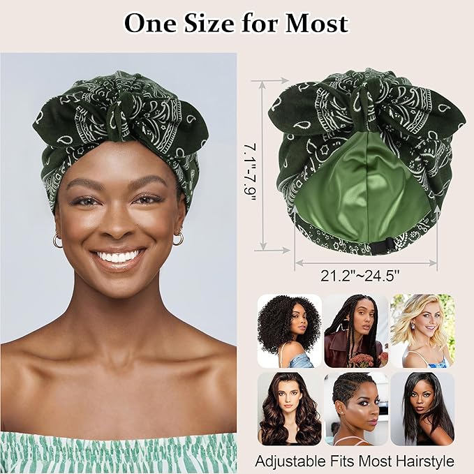 Ababalaya Satin Lined Beanies for Women Chemo Headwear Silky Lined Cotton Sleeping Cap