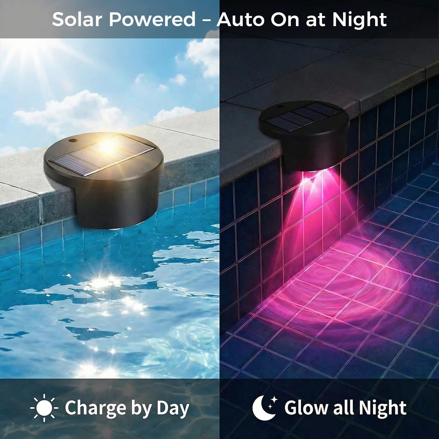 LAFULIT Solar Pool Side Lights, 8 Pack Solar Pool Wall Lights for Above Ground & Inground Pools, 5 Colors & Dynamic Modes, Auto On at Night, IP65 Waterproof, LED Pool Edge Lights for Party Deck Fence