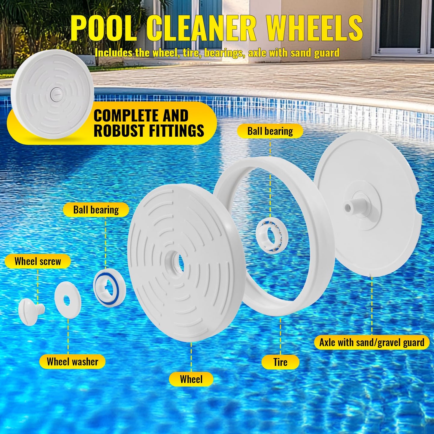 Rebuild Repair Kit Replacement for Polaris Zodiac Automatic Pool Cleaner 280 with Wheel, Tire, Drive Shaft, Turbine Bearing, All Purpoe Bag, Sweep Hose, Wheel Bearing, Tailsweep Pro