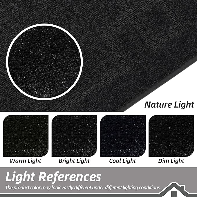 BEQHAUSE Door Mat 24" x 36", Non-Slip Door Mats Indoor Entryway Rugs Washable Low-Profile Absorbent and Stain Resist Floor Mats, Dog Door Mat for Front Back Door, Mud Wet Shoes & Paws, Black