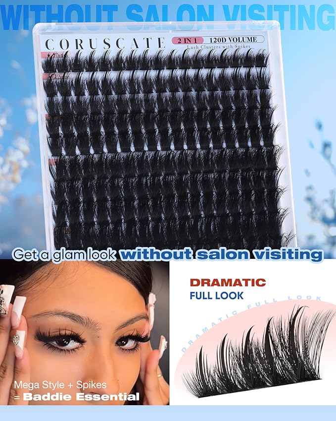 CORUSCATE Wispy Lash Clusters with Spikes Lashes Clusters Manga Cluster Eyelash Extensions Fairy Eyelash Cluster Anime Lash Extension Mink Strip Lashes Spikes Salon Finish Eyelashes Individual
