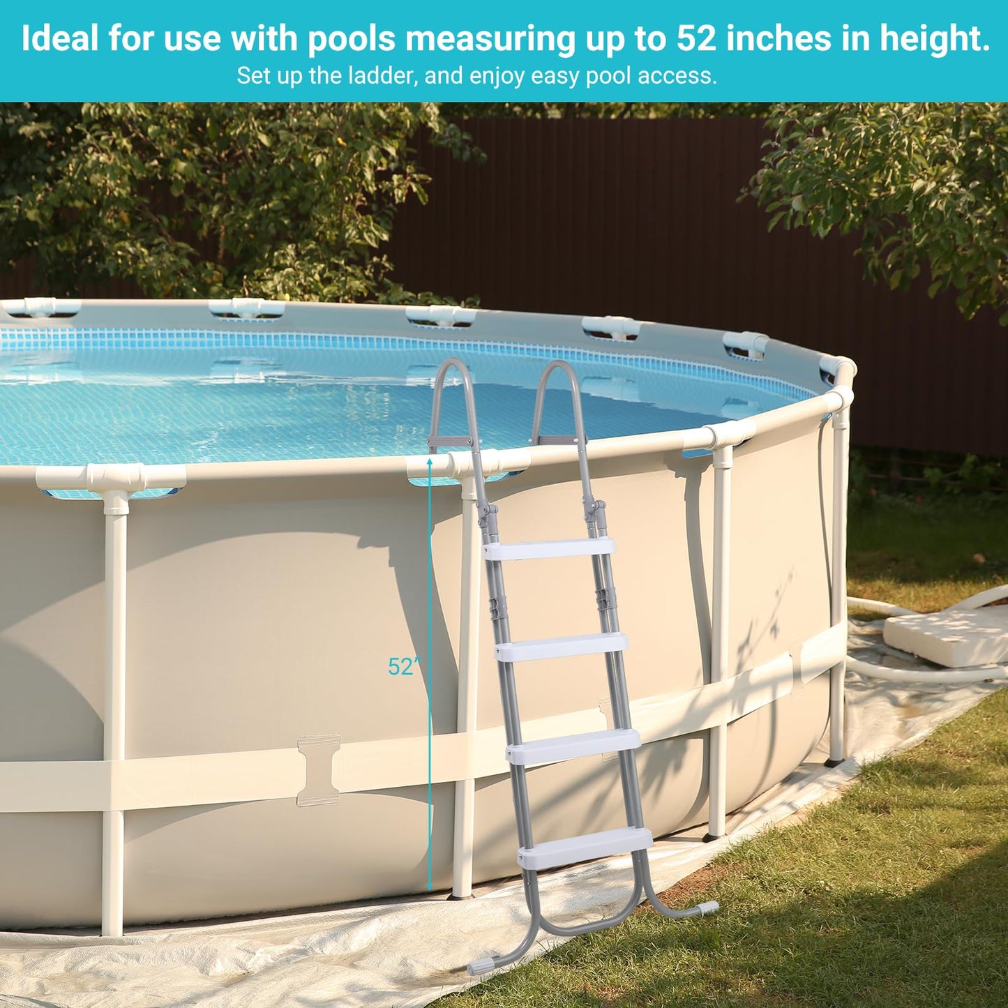 Outvita Heavy Duty Pool Ladder with Removable Steps for 52 Inch Depth Above Ground Pools, 300 Pound Capacity