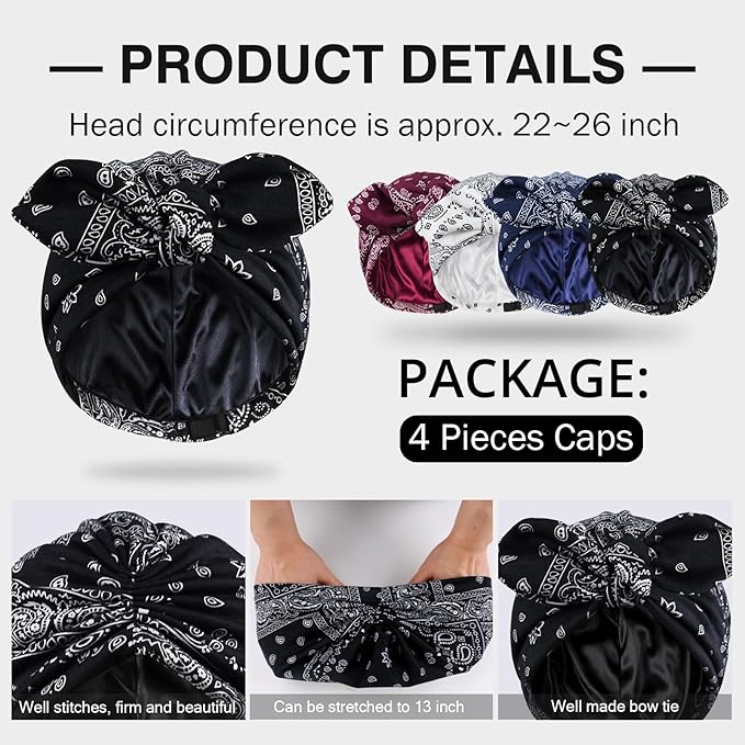Ababalaya Satin Lined Beanies for Women Chemo Headwear Silky Lined Cotton Sleeping Cap
