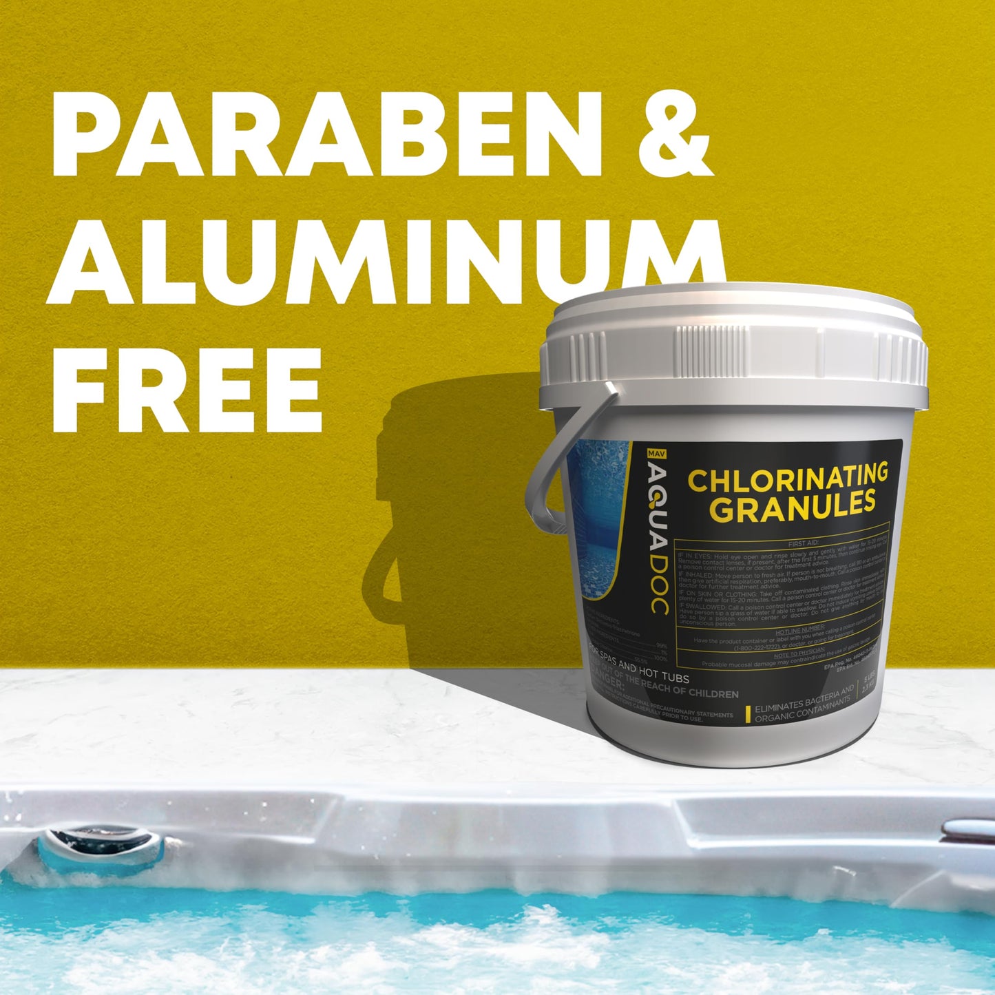 Spa Chlorine for Hot Tub Sanitizer - 5lb - Quick Dissolving Hot Tub Chlorine Granules, Spa Chemicals Made in The USA - AquaDoc