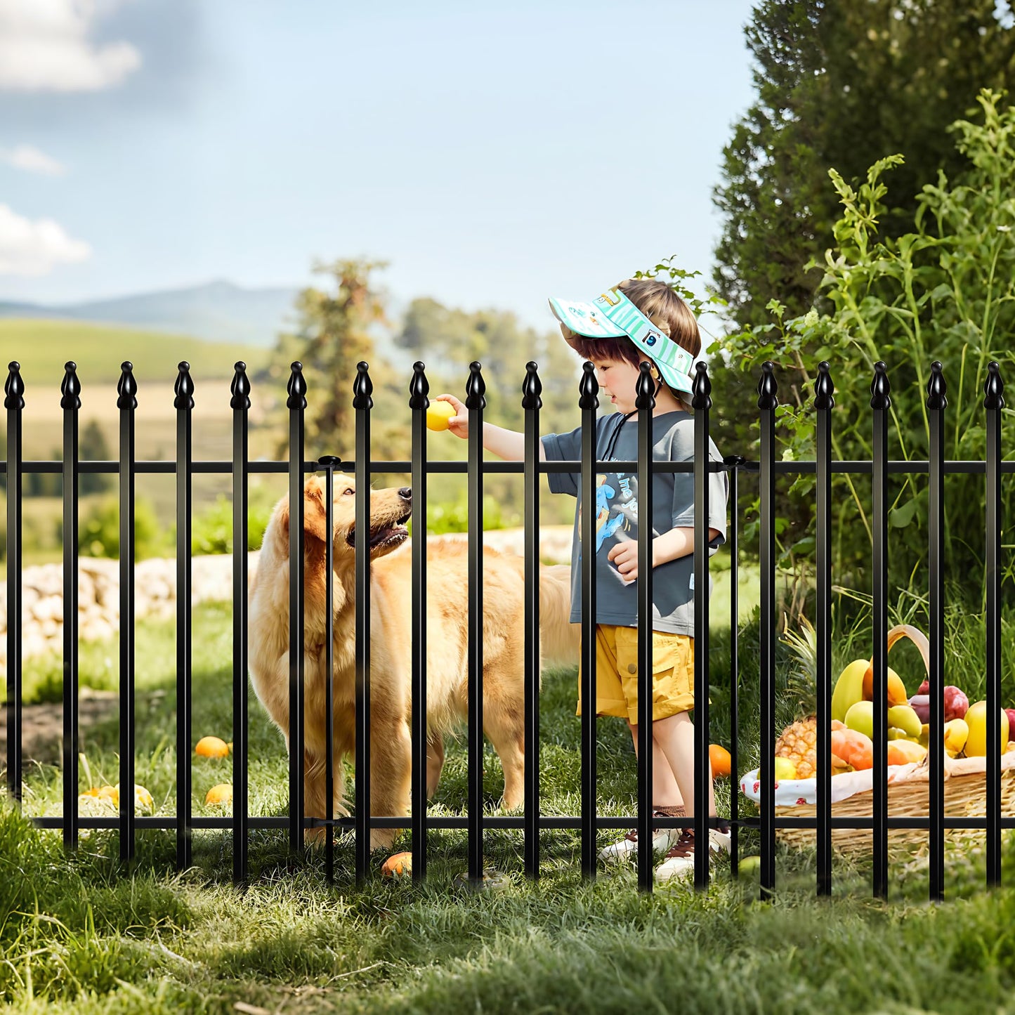 Thealyn Metal Garden Fence 32 inch H x 24 inch W (5 Panels, Total Length 10 ft) No Need Dig Outdoor Rustproof Animal Barrier Fencing Border Fence for Dog, Patio,Yard, Landscape, Flower Bed