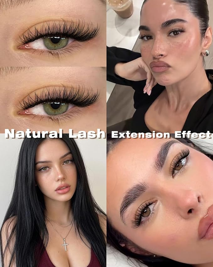 Natural Lash Clusters Wispy Eyelash Clusters Fluffy Cluster Eyelash Extensions 8-16mm DIY Lash Extensions CD Curly Spider Cluster Lashes Daily Wear Lashes Clusters for Bare Face/Cleangirl Makeup