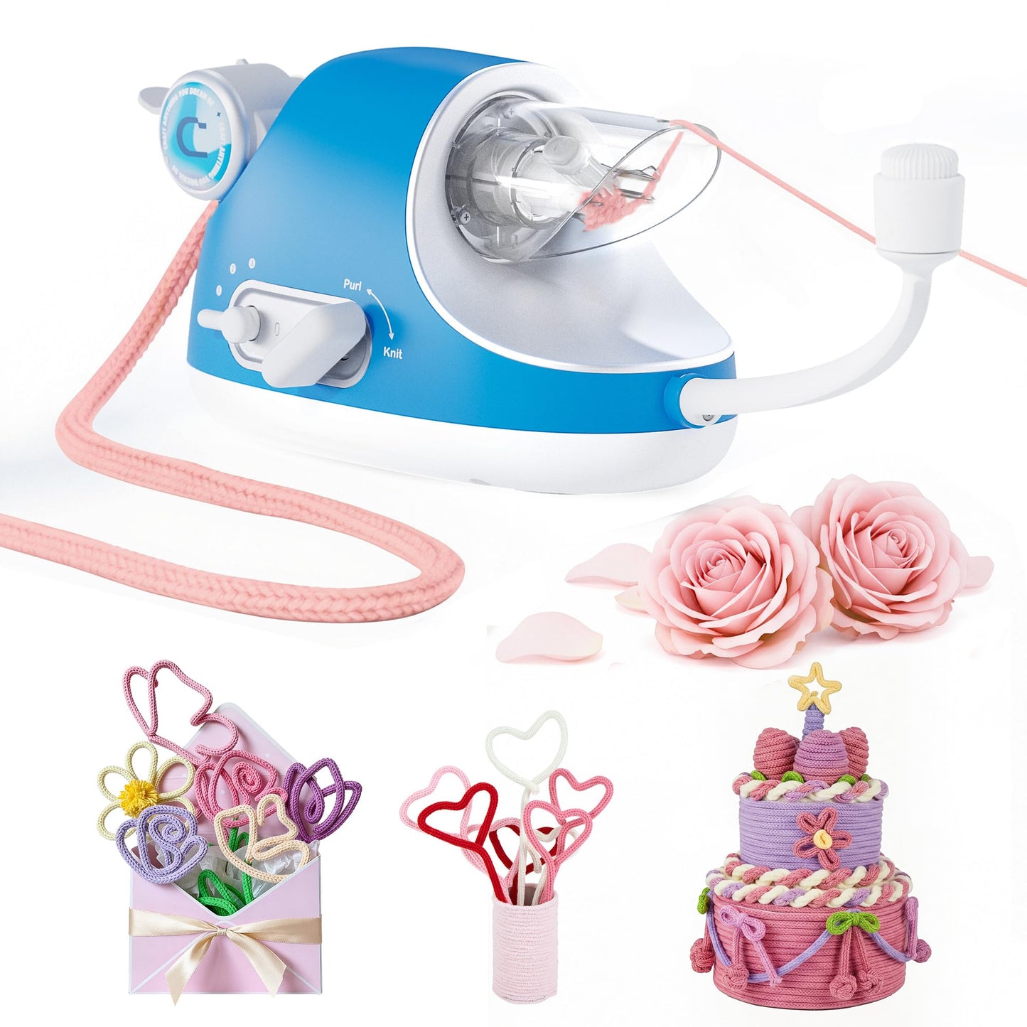 Caydo Automatic i Cord Knitting Machine Pro, Electric i-Cord Knitter with Powerful 3-Speed Adjustable, Hands-Free Highly Efficient Yarn Knit Helper, Crochet iCord Maker Tool for Fast DIY Craft Project