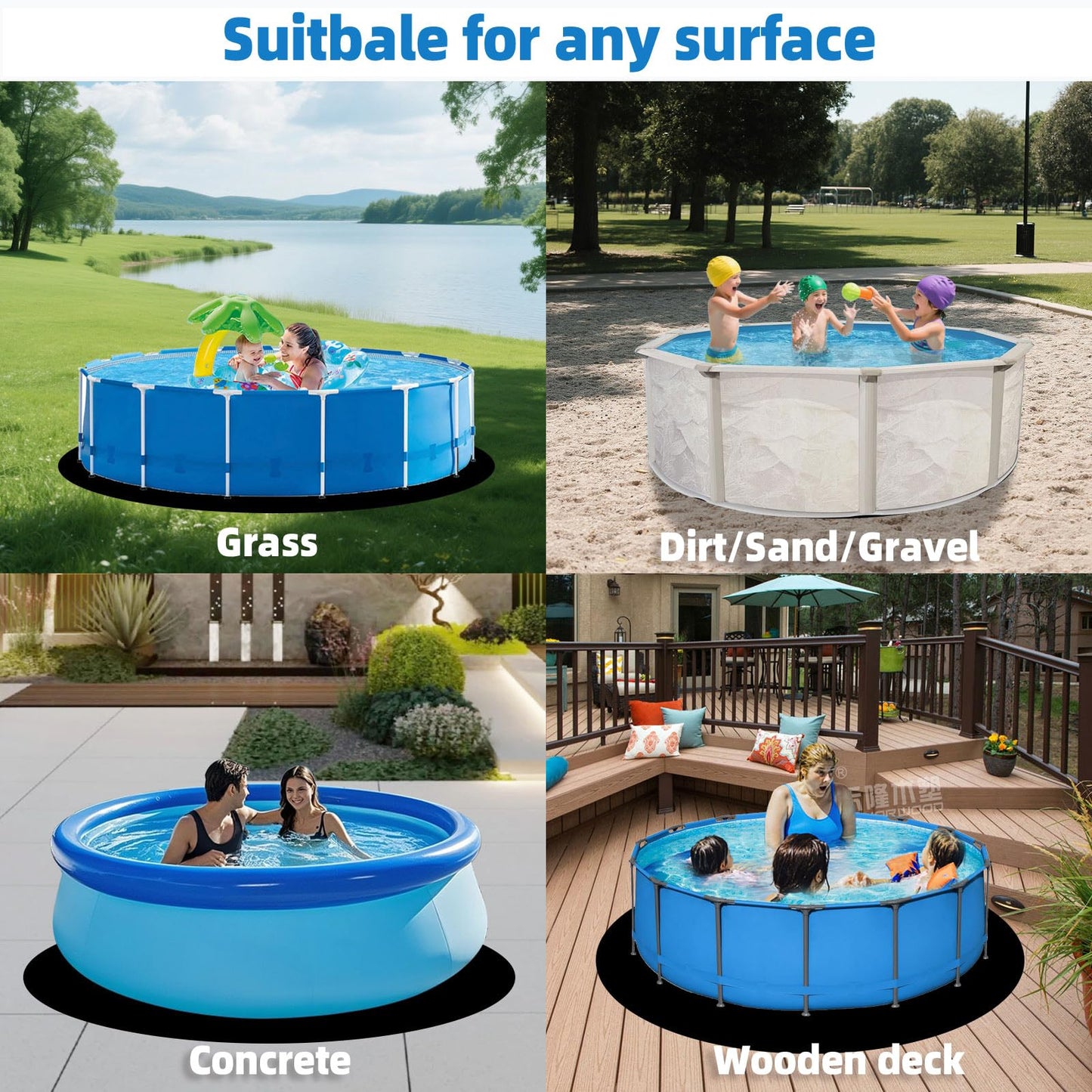 Upgrade Thicken 10ft Round Pool Liner Pad for Above Ground Pool, 300g/㎡ Seamless Swimming Pool Mat, Under Pool Padding, Puncture Protection, Extend Liner Life, Durable Geotextile Material Eco-Friendly