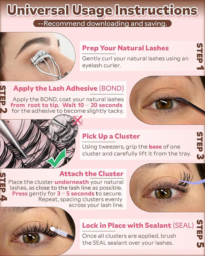 Manga Lash Clusters Kit Natural Wispy Cluster Eyelash Extensions Kit 180 Pcs Fairy C Curl Cluster Lashes 10-16mm Fluffy Lash Extensions Kit Anime Cosplay No Plastic Feel Individual Lash