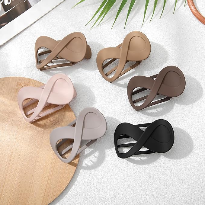 French Concord Flat Hair Clips - 6PCS Curved Hair Claw No Slip Hair Clips Volume Strong Hold Clip Hair Claw for Women Girls (Matte Duckbill(Medium, 3.3"))