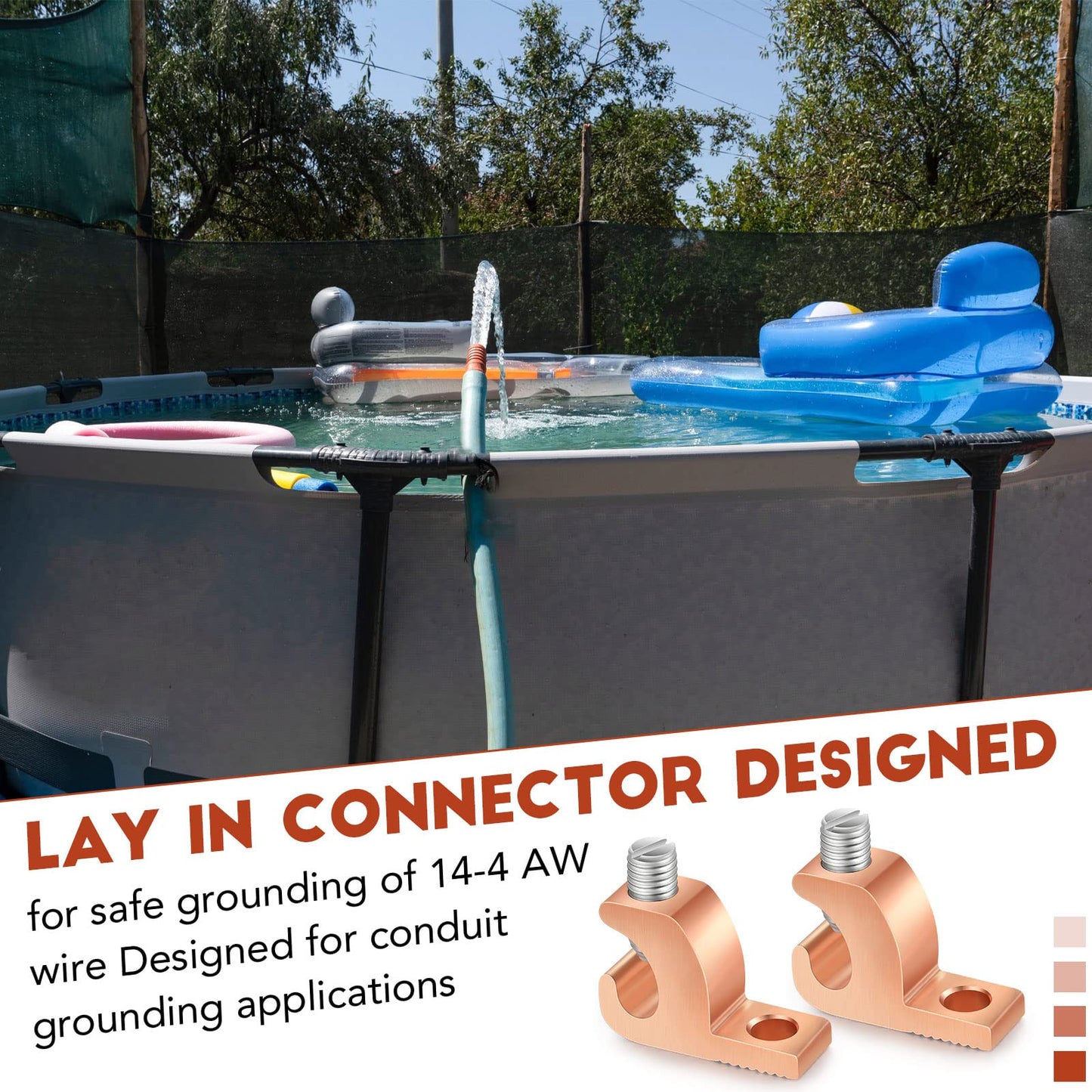 Landhoow 20 Pack Lay in Connector Pool Bonding Lug Copper Conductor Lay in Connector Copper Lay in Lugs AWG for Grounding Swimming Pool and Conduits, 4-14 Wire Range