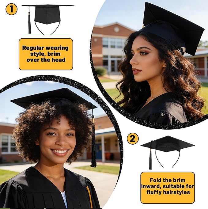 Graduation Cap Headband Insert, Grad Cap Headband Holder - Secures Your Graduation Caps & Keeps Hairstyle, Hat Accessories for Graduates, Students, Women