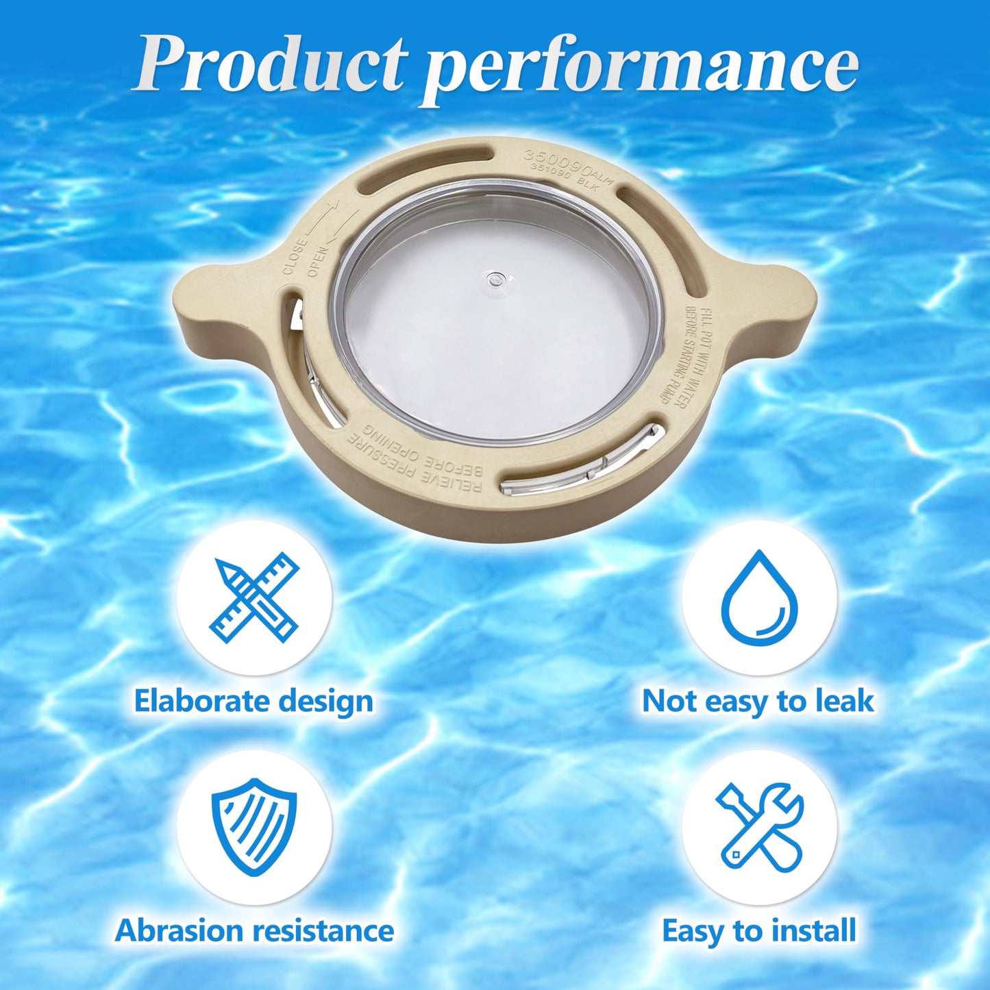 350090 Clamp and 350091 Lid Replacement for Superflo Inground Pool and Spa Pumps,Include O-ring,Complete Pool Pump Locking Ring Aftermarket Part.