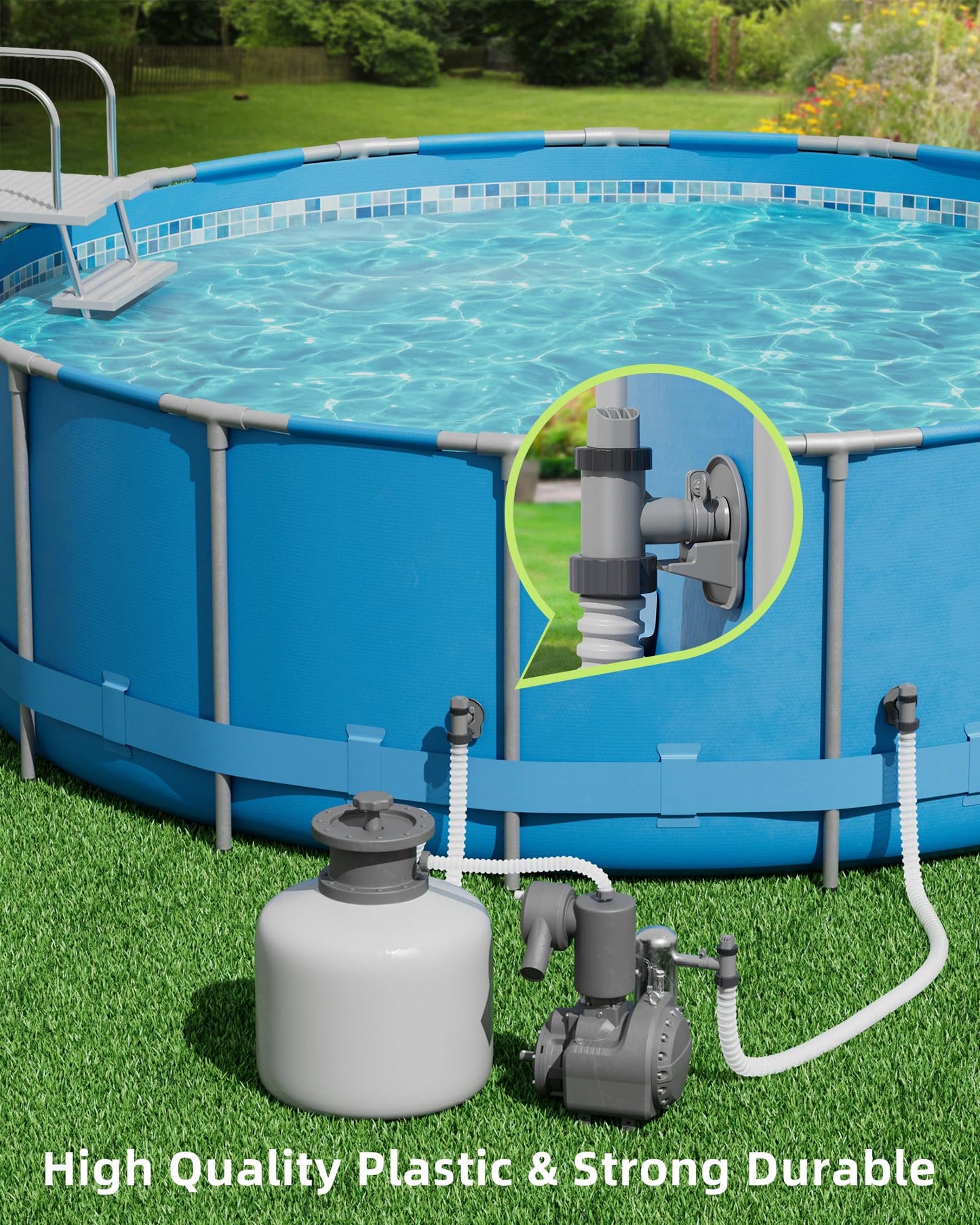 SHAPON Above Ground Swimming Pool Plunger Valve & Swimming Pool Pipe Holder Set- Replacement Pool Accessories Compatible with Intex Pools (2 Each)