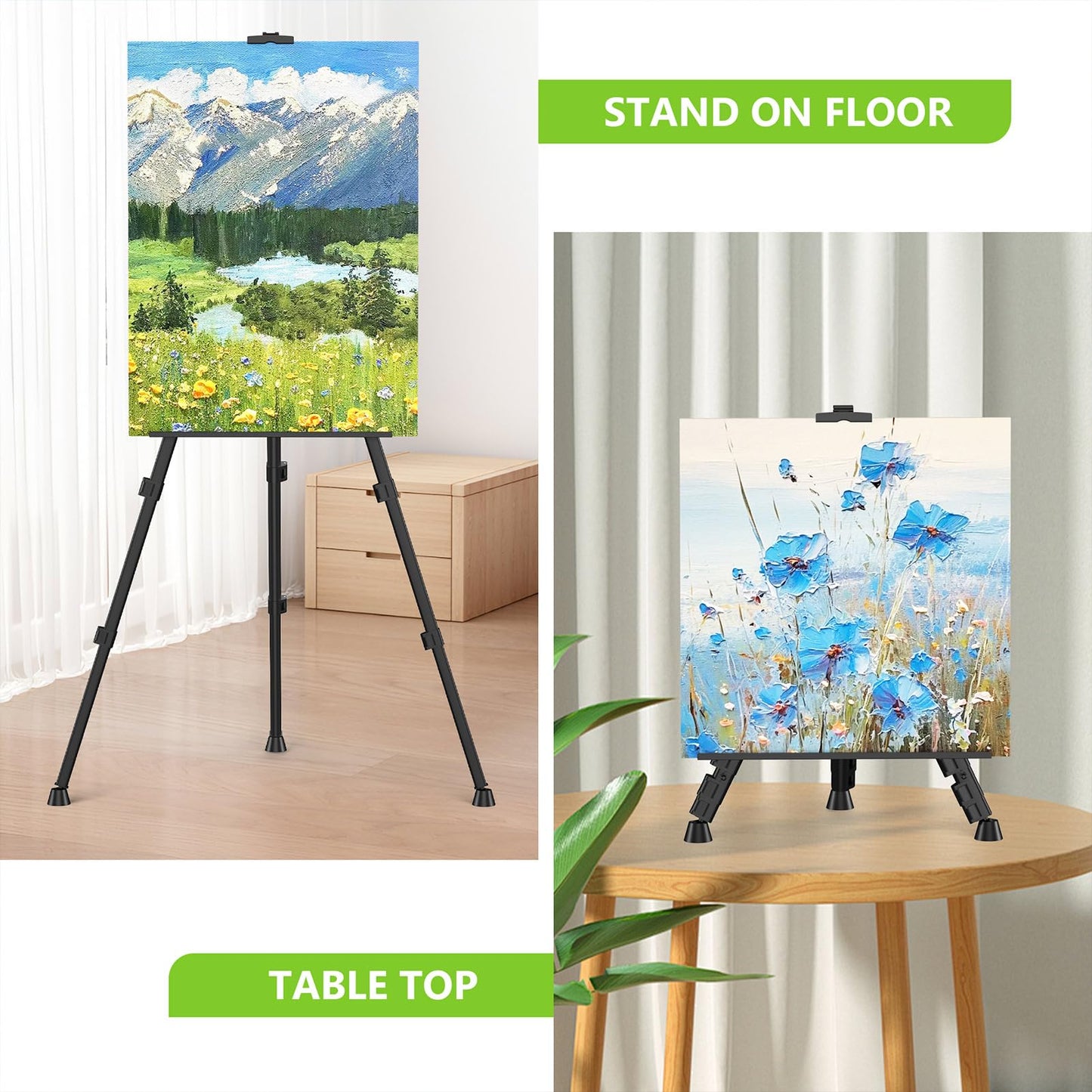 Easel Stand for Sign, Hemndic 66" Easels Stand for Painting Heavy Duty, Portable Travel Easel for Display (4 Pack)
