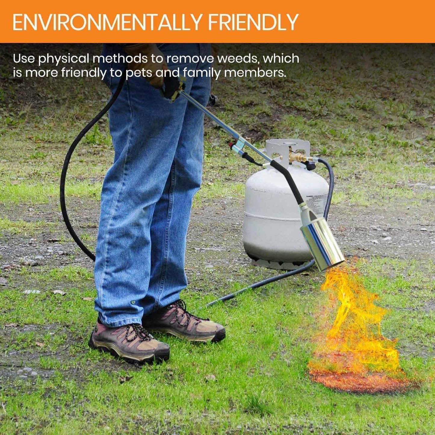 CALPOSE Propane Torch, Flamethrower Heavy Duty High Output 400,000BTU Weed Burner Torch with 12FT Hose, for Garden Wood Roofing Snow Road, Compatible with POL, QCC1 and 1LB Adapter (3 In 1)