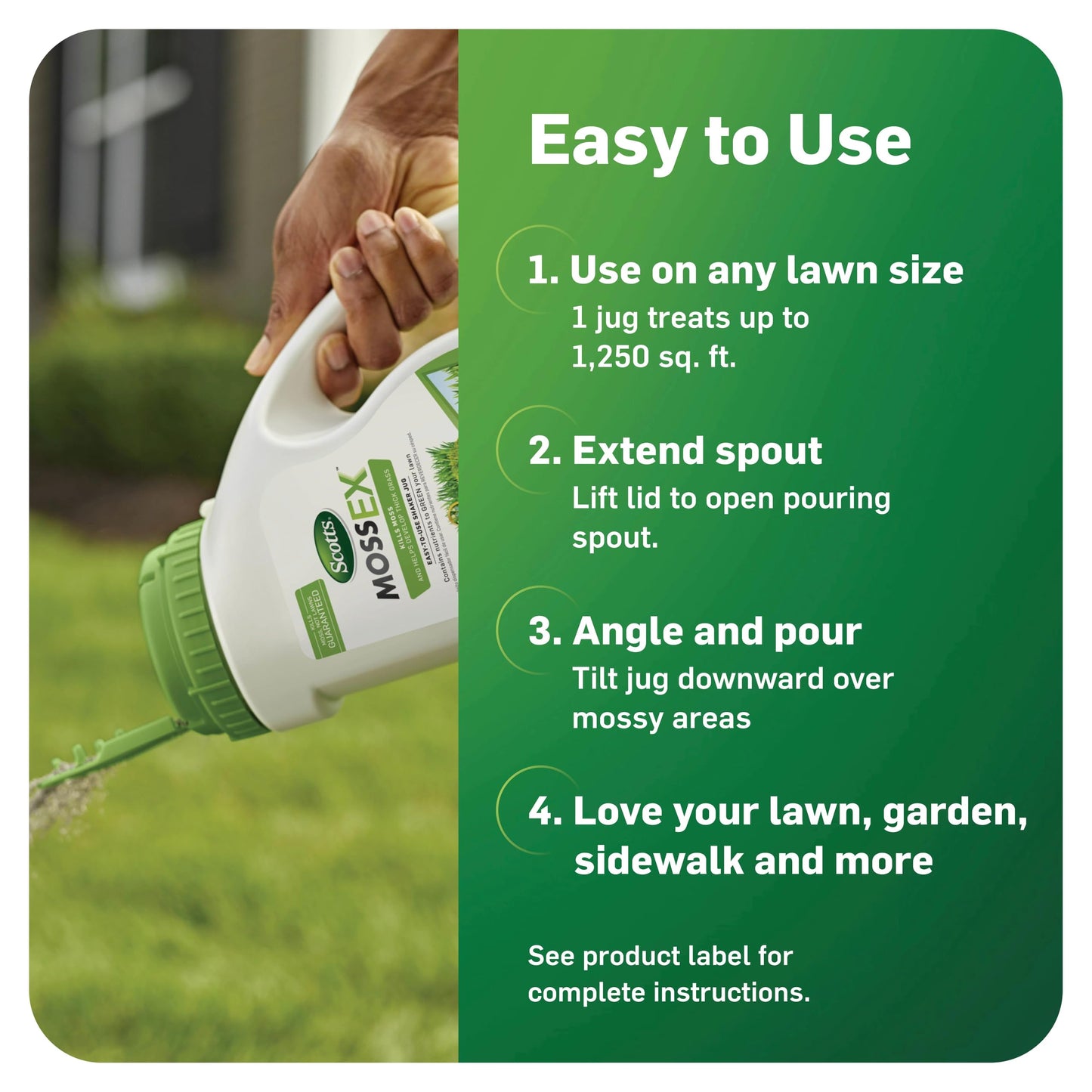 Scotts MossEx, Moss Killer for Lawns, Easy-to-Use Shaker Jug, Contains Fertilizer to Green Grass, 4.59 lbs.