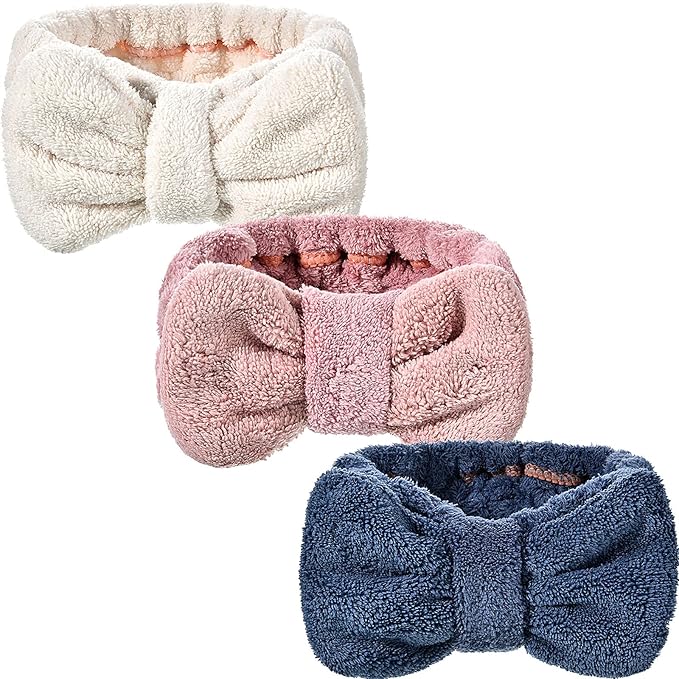 Hicarer 3 Pieces Towel Headbands for Women Makeup Spa Headband for Washing Face Shower