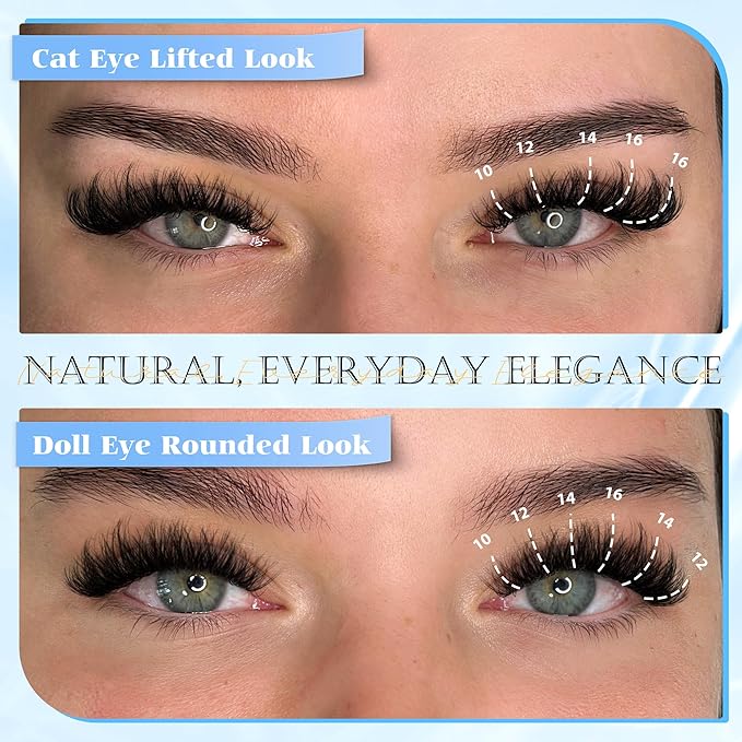 PHKERATA Fluffy Lash Clusters Wispy Eyelash Clusters Volume Clusters Eyelash Extensions, 10-16mm Mixed DIY Individual Lashes Cluster with Soft Thin Band, 108Pcs