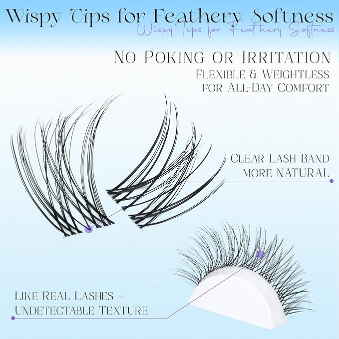Natural Eyelash Clusters Lash Individuals DIY Lash Extension C-curly Cluster Eyelash Extensions Lash Clusters Wispy 8-16MM by Newcally