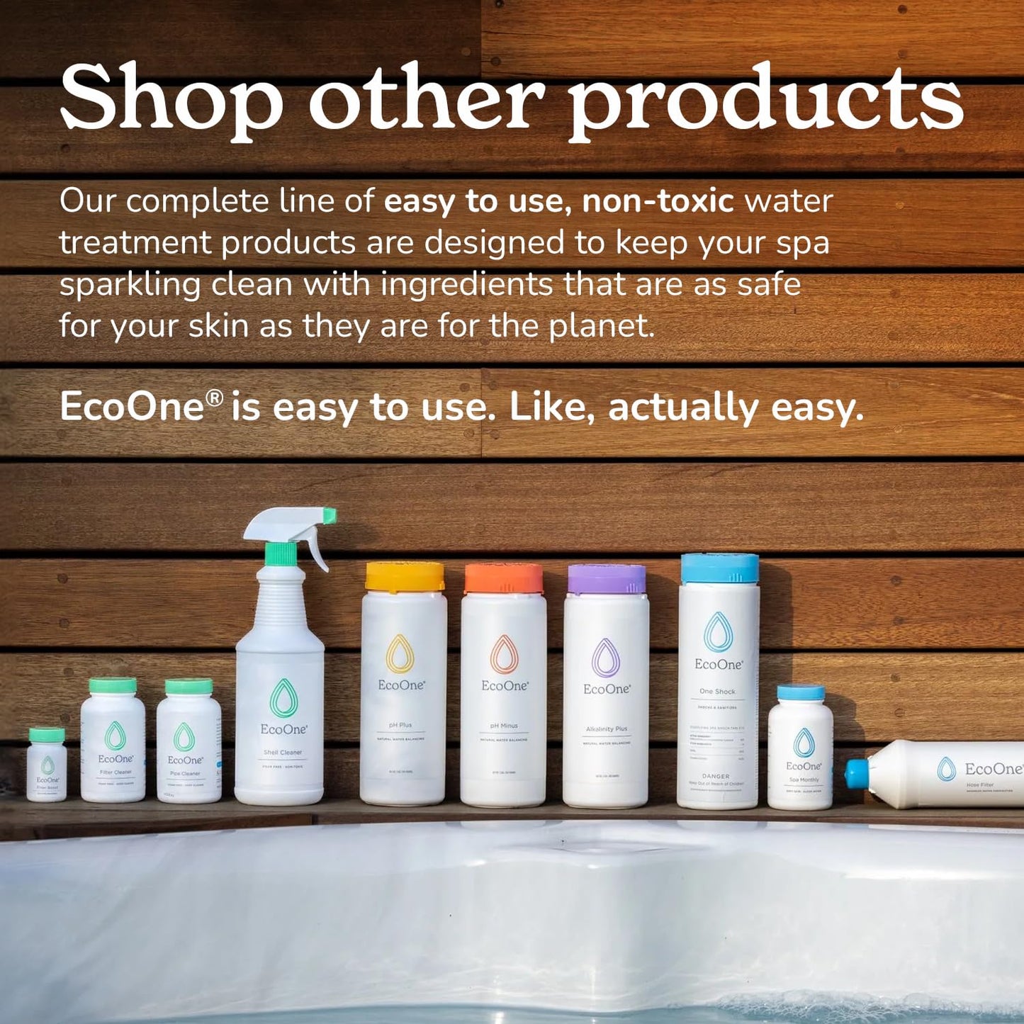 EcoOne Spa Monthly | Gentle All-Natural Spa Treatment | Conditioning Hot Tub, Pool, & Spa Cleaner | Above, In-Ground, or Inflatable Hot Tub Cleaner Stabilizes pH & Alkalinity, 8 Oz, (6-Pack)