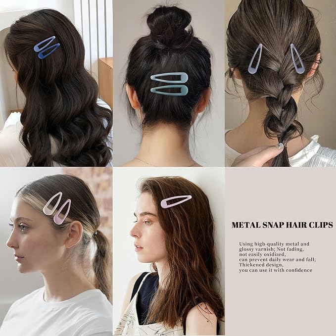 Small Hair Barrettes For Women No Slip Metal Snap Clips For Thin And Fine Hair,Matte Mix Colors,20 PCS,1.97 x 0.5 Inch.