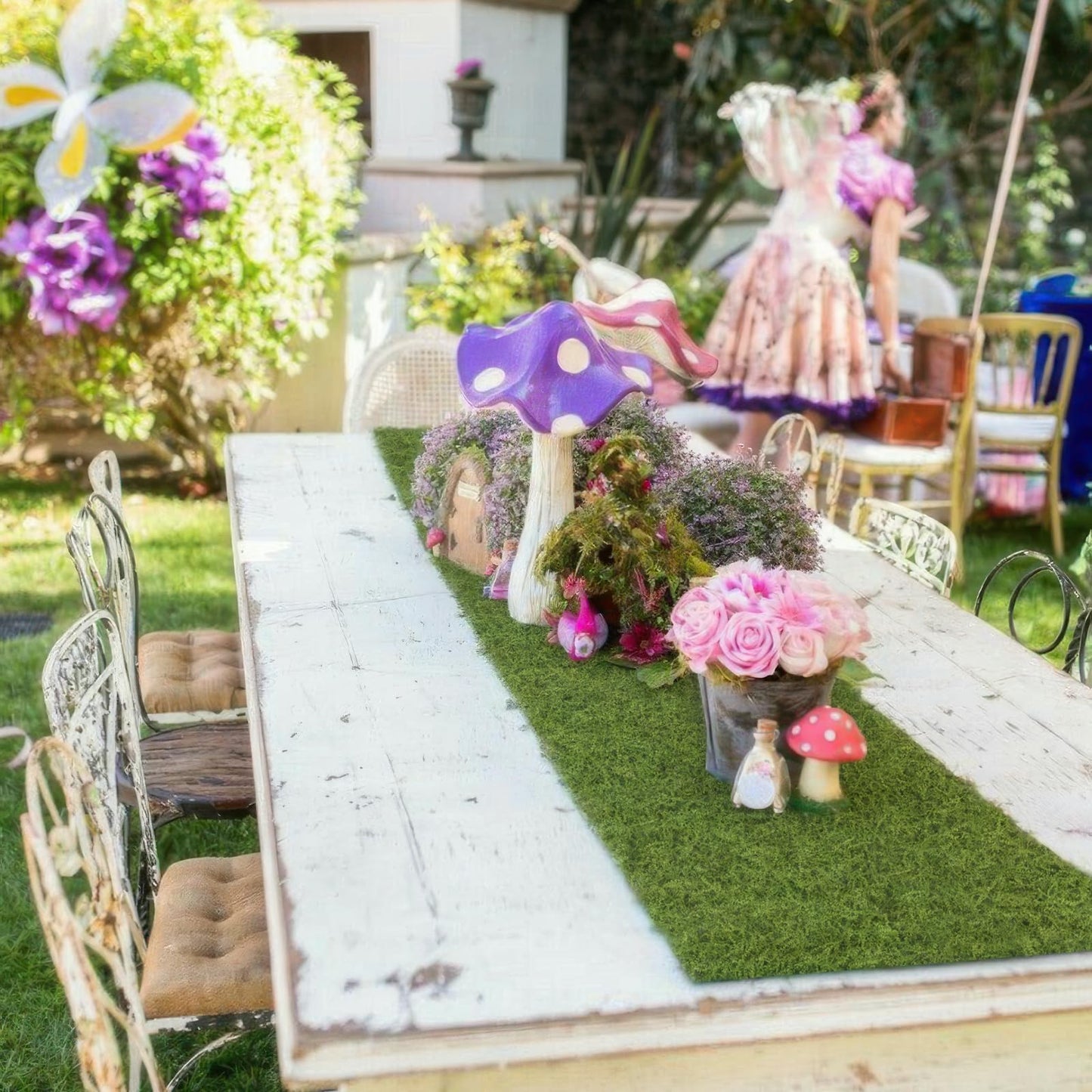 FAICOIA Fake Moss Rolls for Crafts Table Runner Party Centerpieces Decoration 16" x 118" Artificial Moss for Plants Indoor Green Faux Grass for Planters DIY Fairy Garden Floral Wedding 40 x 300cm