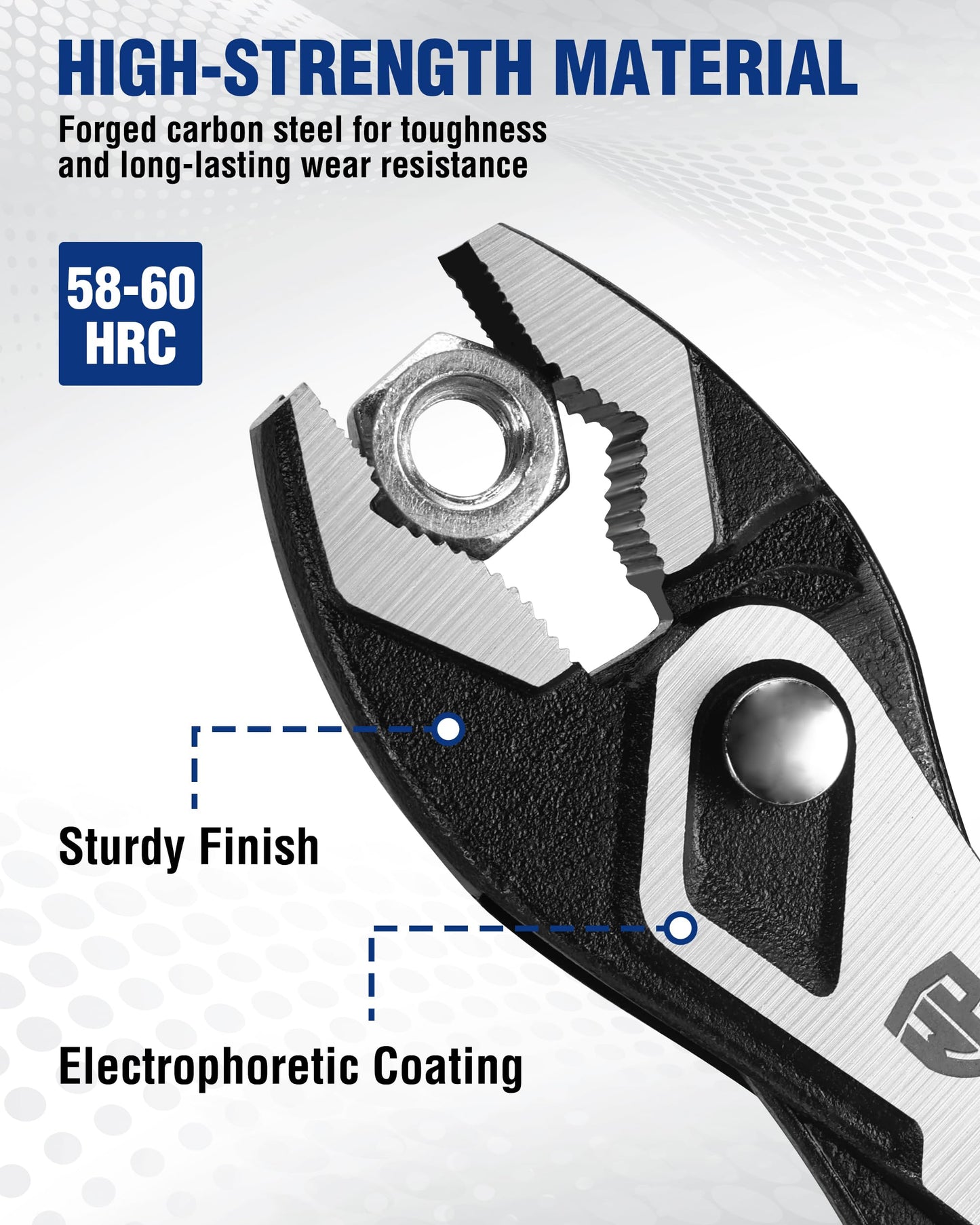 WORKPRO 8.5 Inch Slip Joint Pliers, High Carbon Steel Pliers Tool with 4-Modes Adjustment, TPR Handle, Box-joint Design, Diamond-Grip Jaws with Nail Puller Teeth For Maximum Grip