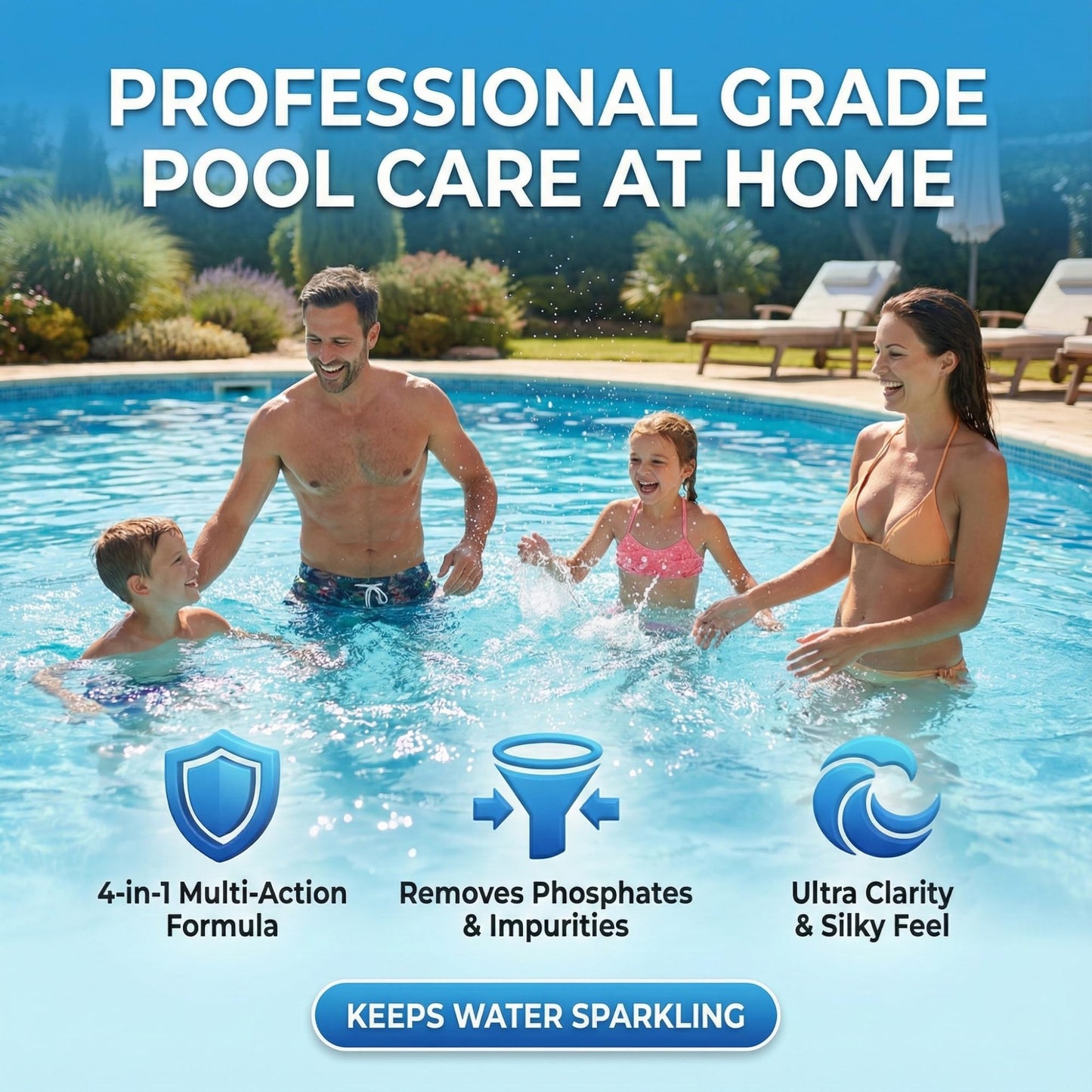 Weekly Pool Treatment, All in One Pool Treatment with Phosphate Remover, Pool Clarifier and Pool Waterline Cleaner, Saltwater Safe, 3 Liter 101.5 fl oz, BubbyShine