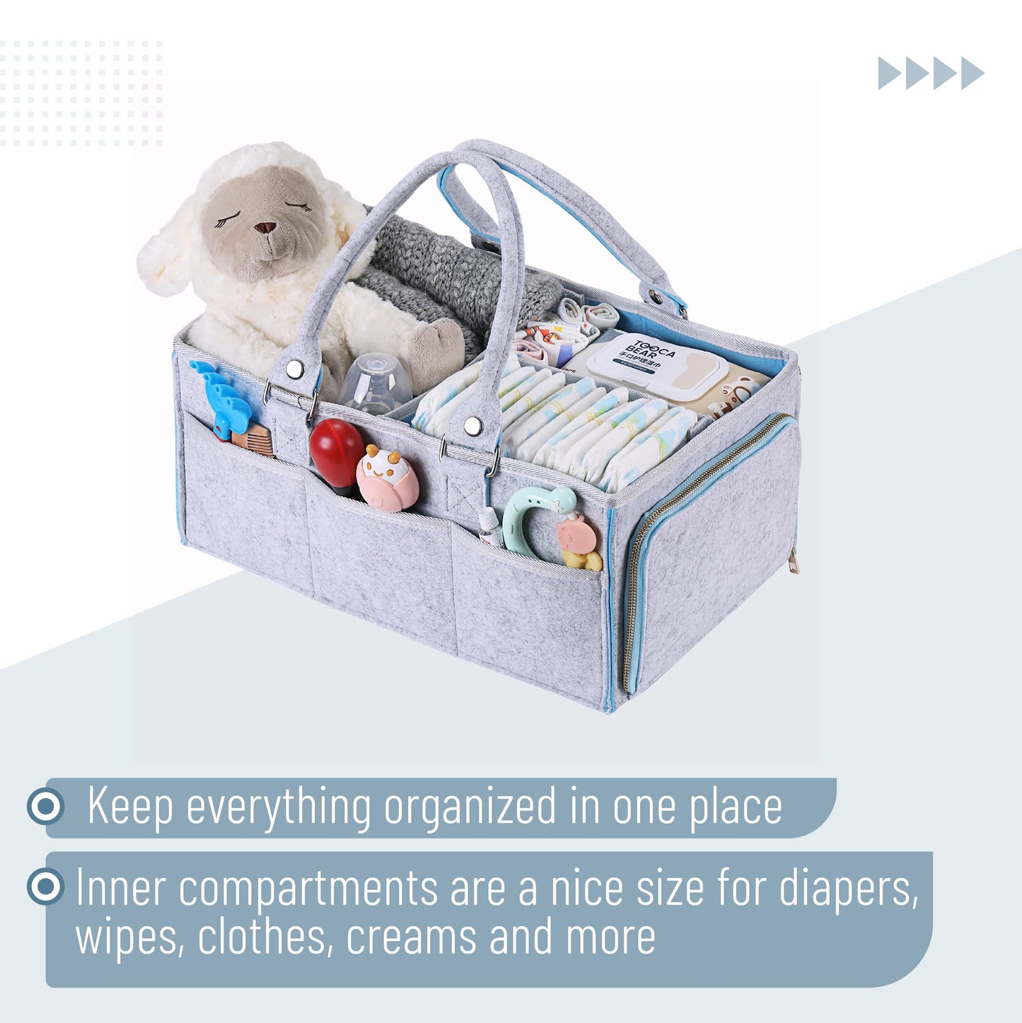 Mr. Pen- Baby Diaper Caddy Organizer, 2 Pack, Blue Inside, Large Baby Caddy Organizer with Handle, Collapsible & Portable