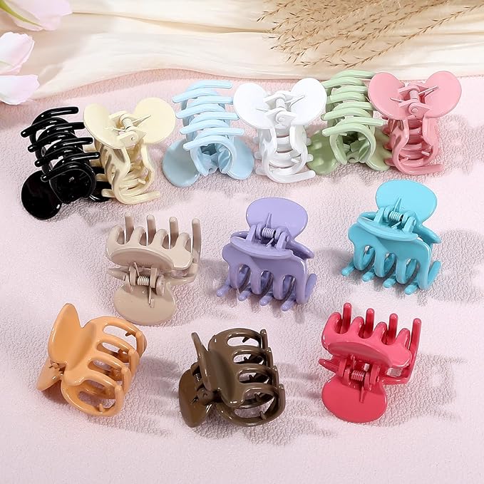 12Pcs Hair Clips for Women 1.8 Inch Small Claw Clips for Thin Hair Medium Hair Claw Clips for Thick Hair Accessories for Women Girls (Gloss Colorful)