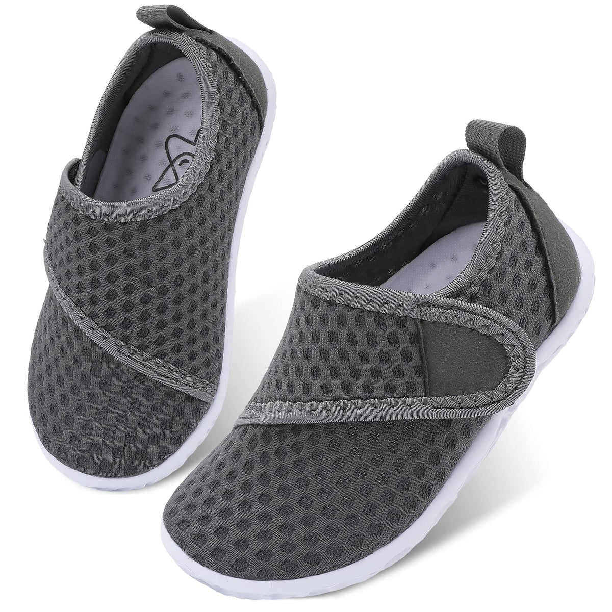 LeIsfIt Boys Girls Water Shoes Kids Aqua Socks Toddler Quick-Dry Swimming Shoes Non-Slip Summer Shoe for Beach Pool Surf, Dark Grey, 11 Toddler