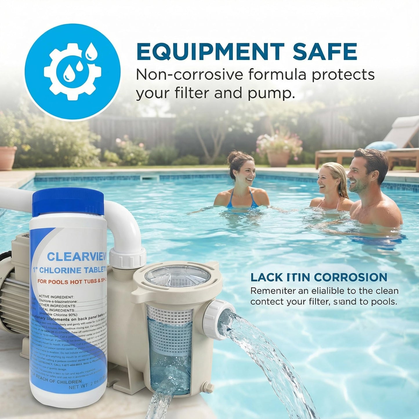 ClearView Stabilized Chlorine Tablets 1 Inch 2 Lbs for Pools, Slow-Dissolving 1" Chlorinating Tablets Sanitizer for Spas and Hot Tubs