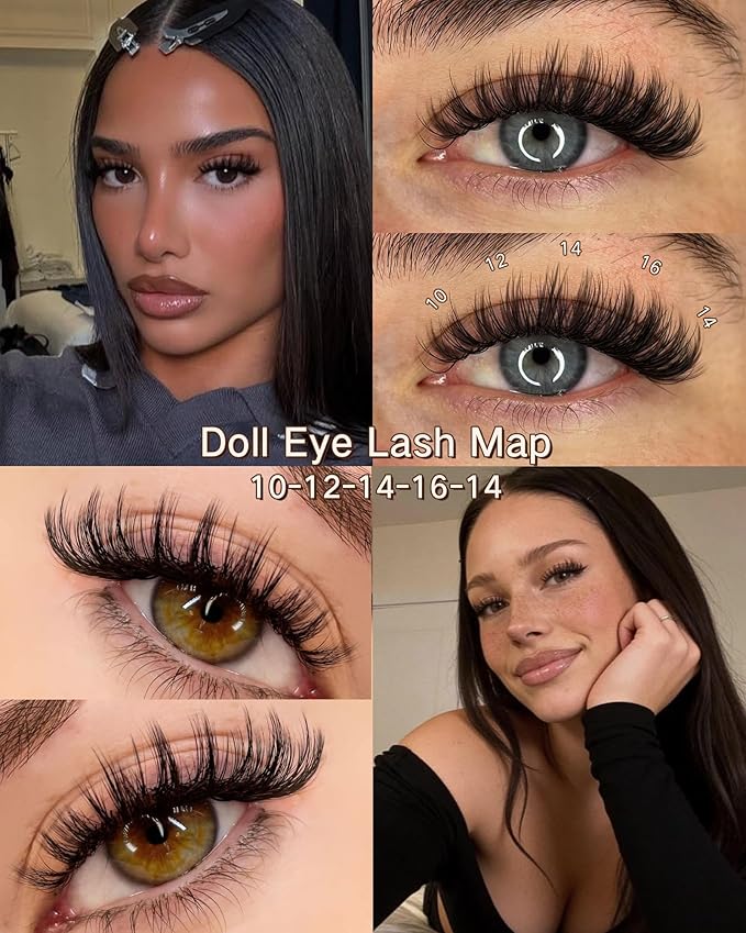 Goddvenus Fluffy Plush Manga Lash Clusters, Natural Wispy Cluster Eyelash Extensions, DIY Lash Extension at Home For Dolly Anime Look, Thick Fairy Individual Lashes Clusters