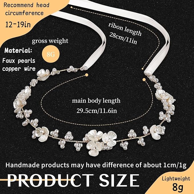 Tanfeine Flower Girl Hair Accessory, Pearl Headpiece for Girls and Women, Wedding, Birthday, Party, and First Communion