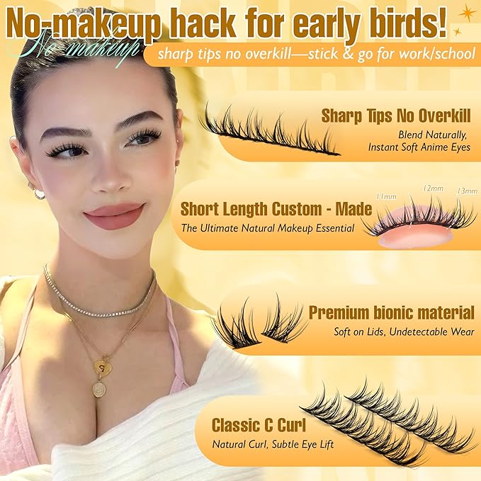 Manga Lash Clusters Kit Natural Eyelash Clusters Kit Wispy Lash Extensions 180pcs Spiky Cluster Eyelash Extensions C Curly 11-13mm Eyelash Extension Kit with Bond, Seal and Tweezers by Ruairie