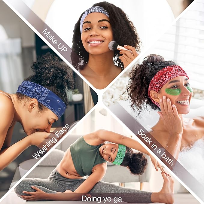 Ztomine 8 Pack Headbands for Women Non Slip - Stylish Sports Hair Bands for Women's Hair - Soft Cotton Cloth Stretchy Headbands for Women for Yoga, Outdoor Exercise Running