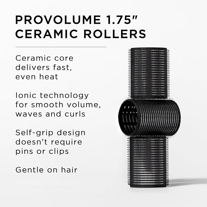 Fromm ProVolume 1.75" Self-Grip Ceramic Ionic Thermal Hair Rollers, 3 Count, Large Salon Quality Hair Curlers for Medium to Long Length Hair and Curtain Bangs