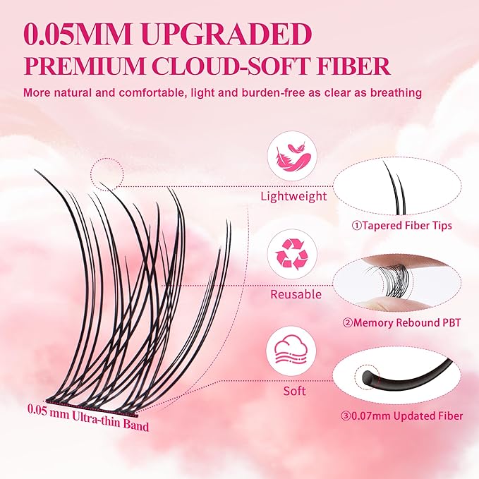 Foxy Beauty Natural Lash Clusters - Wispy & Fluffy Lash Clusters WideSpan Eyelash Clusters Lash Extension with FREE Bonus Lower Lashes