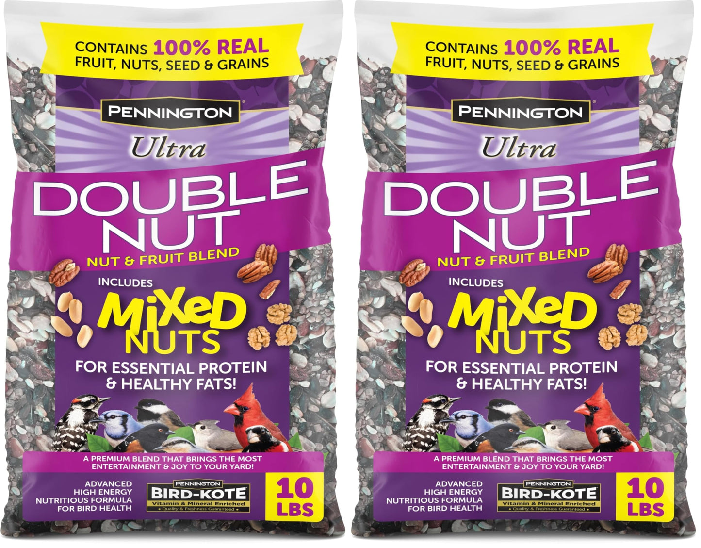 Pennington Ultra Double Nut, Nut & Fruit Blend 10lbs (Pack of 2)