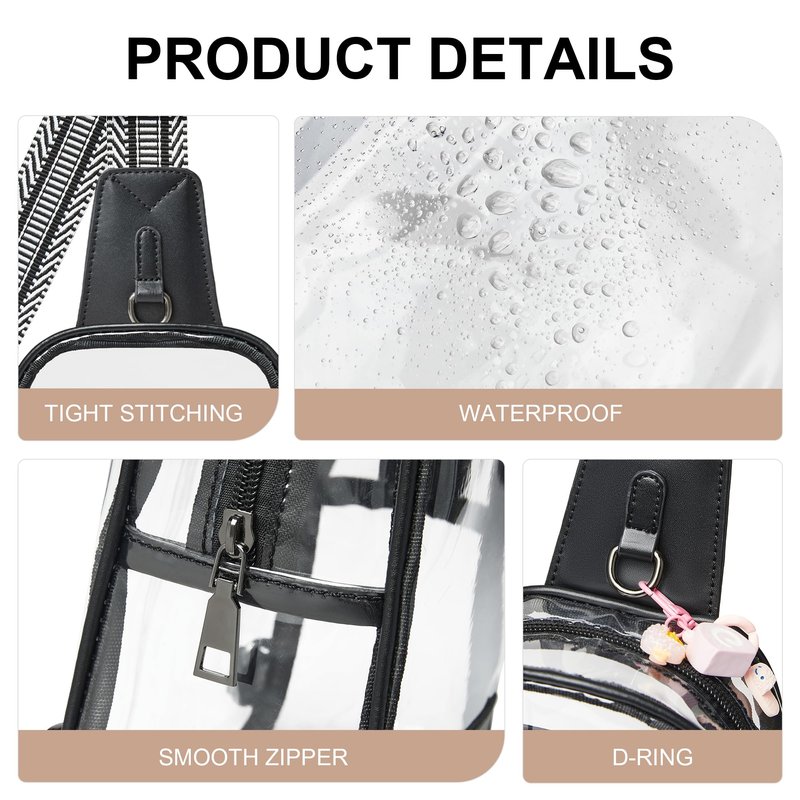Shrrie Clear Bag for Stadium Events Transparent Crossbody Sling Bag for Women & Men - Stadium Approved, Concerts & Sports
