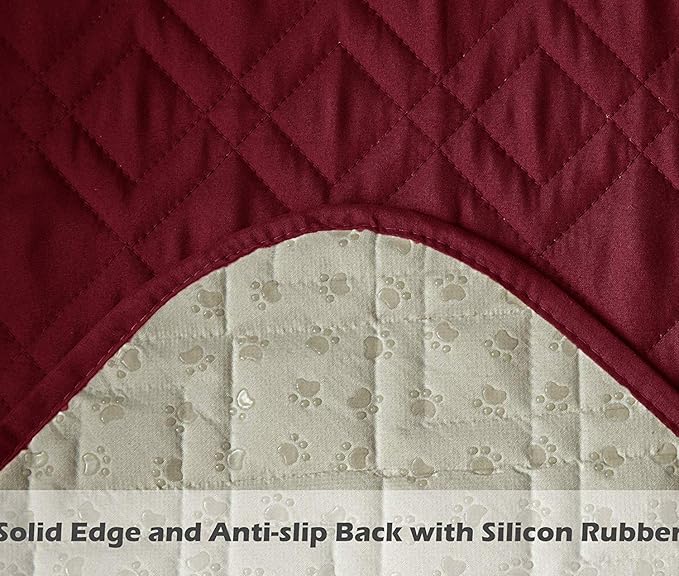 Ameritex Waterproof Nonslip Recliner Cover Stay in Place, Dog Chair Cover Furniture Protector, Ideal Recliner Slipcovers for Pets and Kids (Burgundy, 30'')