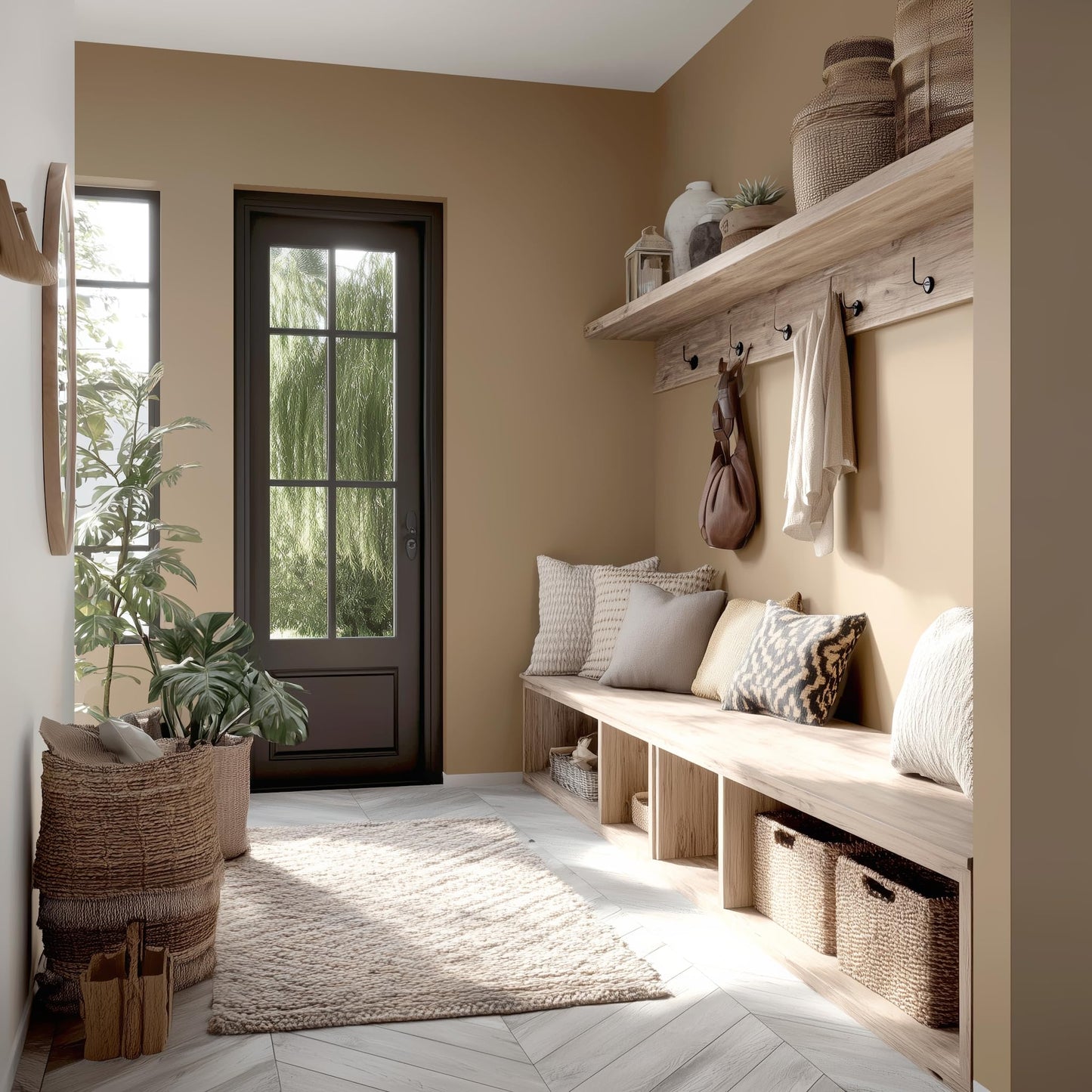 EVOLVE Interior Paint & Primer, Satin (Burlap Brown), 1 Gallon – Available in 50+ Colors, One-Coat Coverage, Excellent Hide, Low VOC, Low Odor, Washable Interior Paint
