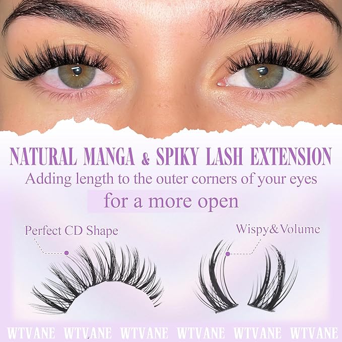 Wispy Lash Clusters Spiky Eyelash Clusters Left & Right Cluster Eyelashes Extensions Cat Eye Lashes Clusters 8-16mm Individual Lash Extension DIY by Wtvane