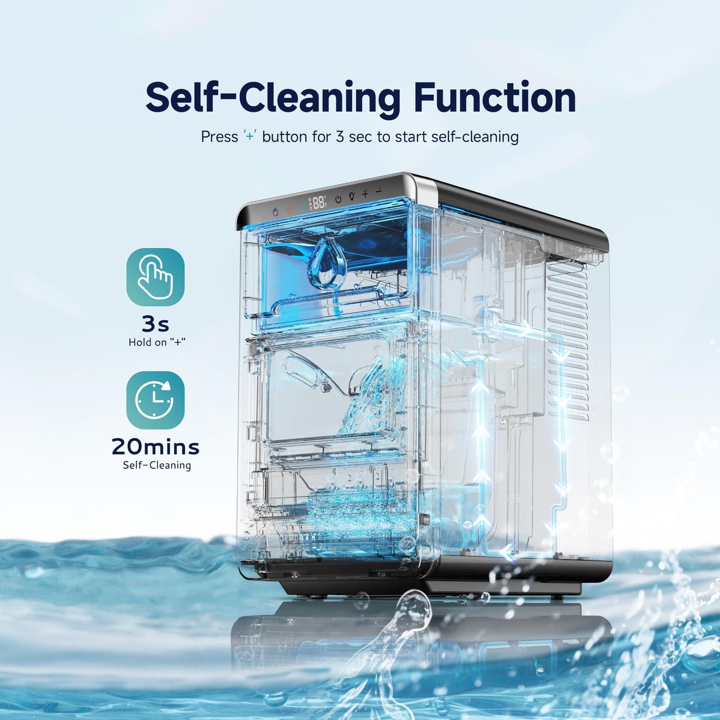 EUHOMY LunaArc Crescent Ice Maker Countertop, 16Pcs Ready in 12Mins, 1600Pcs/Day, Auto Deep Cleaning, Timer, Adjustable Ice Thickness, Portable Ice Cube Maker for Whiskey/Coffee/Soft Drinks
