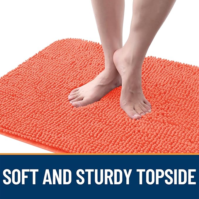 OLANLY Dog Door Mat for Muddy Paws 35x24, Absorbs Moisture and Dirt, Absorbent Non-Slip Washable Doormat, Quick Dry Chenille Mud Mat for Dogs, Entry Indoor Entryway Carpet for Inside Floor, Coral