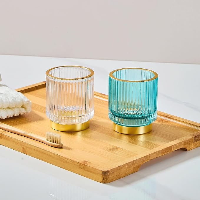 Makeup Brush Holder Organizer,Toothbrush Holders,Desk Pen Pencil Holder,Multifunctional Vintage Glass Brush Cup（S/White/A3-14-US）