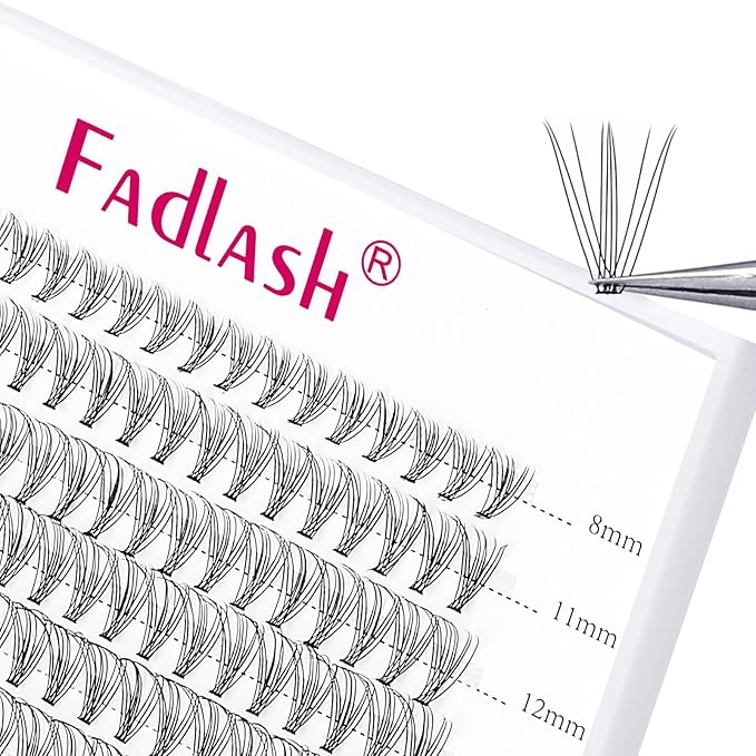 FADLASH Lash Clusters Extensions Individual Lashes Natural Soft 120pcs 10D C Cur Natural Long Black Faux Mink Volume Lash Extensions Reusable Artificial Eyelashes (10D-0.07-C, 8-15mm)