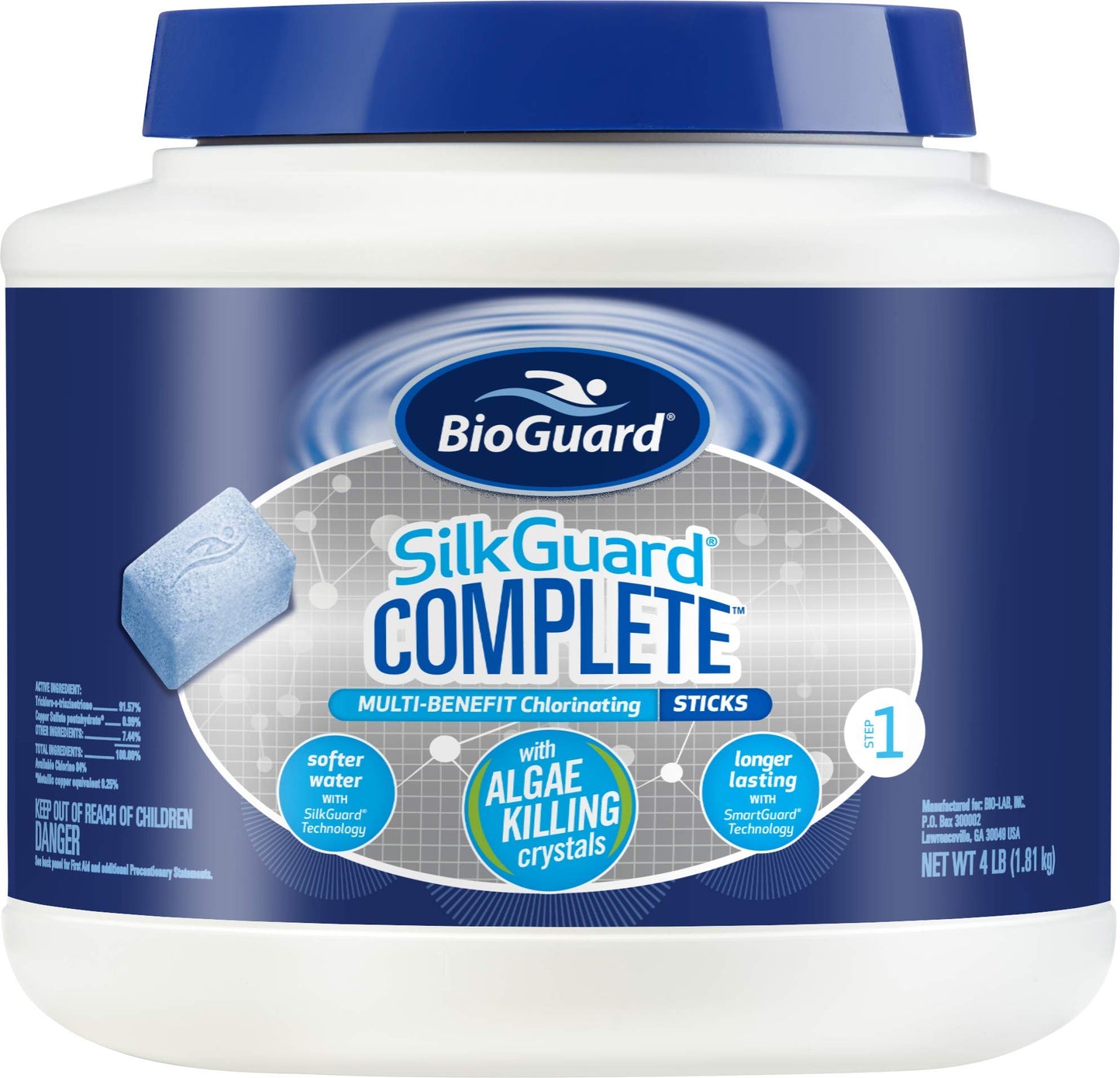 BioGuard SilkGuard Complete Sticks, 4 lb, Longer Lasting with SmartGuard Technology and Algae Killing Crystals, Formulated with SunShield Technology